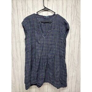 Womens Size L CP Shades Plaid Tunic Linen EUC